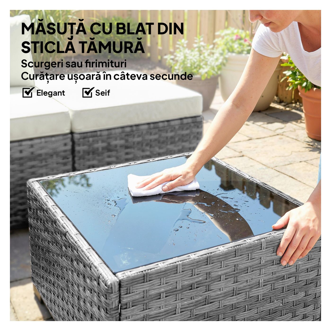 Set Mobilier de Grădină din Ratan, 6 Piese, Configurație în L cu Canapele fără Brațe, Fotoliu Colțar, Suporturi pentru Picioare, - 7