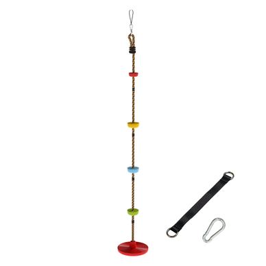 Frânghie de Cățărare pentru Copii 3-8 Ani cu Leagăn cu Disc, Suporturi și Carabină, Joc pentru Copii din HDPE și PE, Roșu