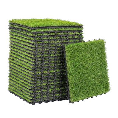 Gazon sintetic din 22 piese Covor gazon artificial 30x30 cm cu înălțimea ierbii 25 mm drenaj automat verde