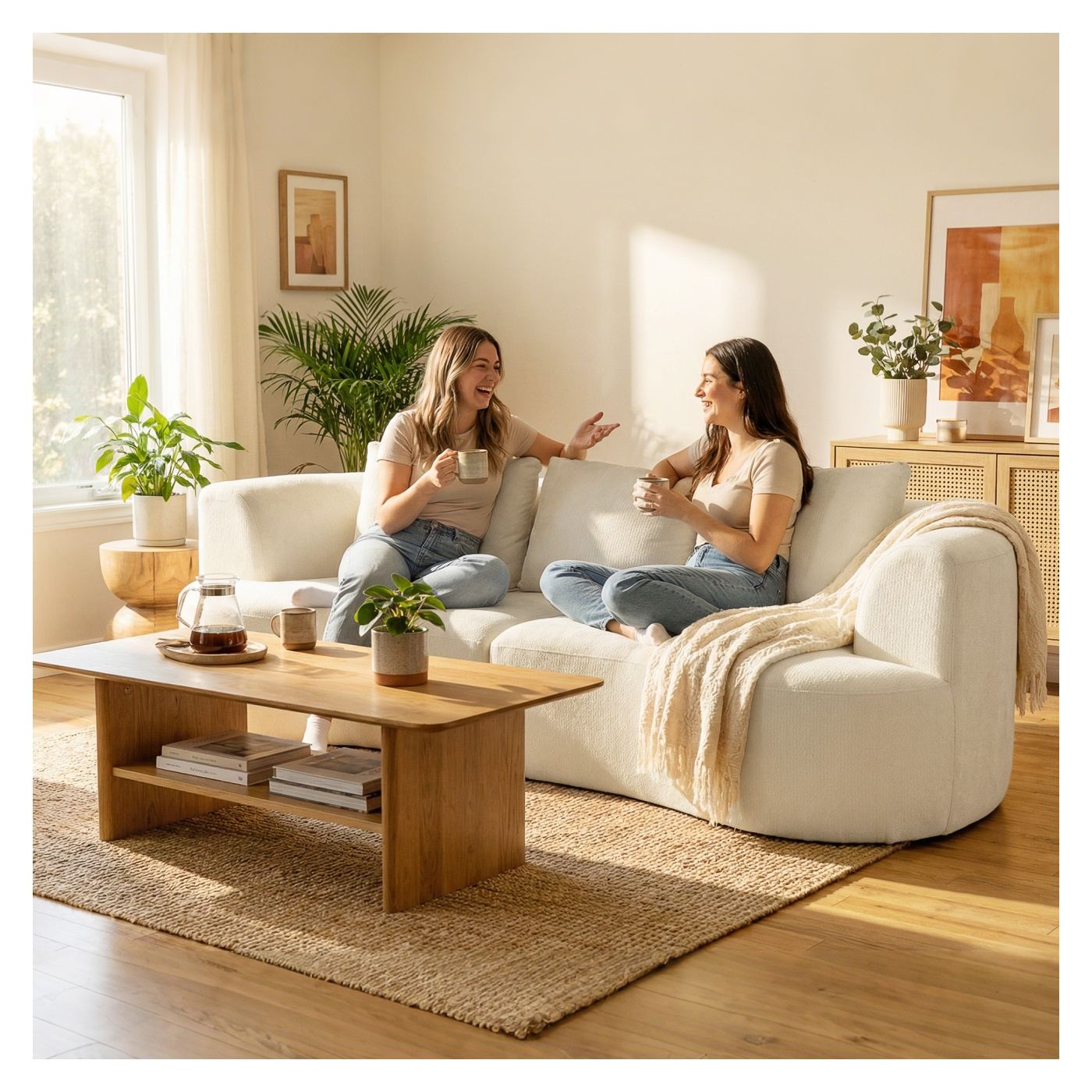Canapea 3 Locuri, Canapea Modulară 260 cm Fără Structură cu Șezut Generos, Pernă Groasă și 3 Perne, Sofa Comprimată Modernă din - 2