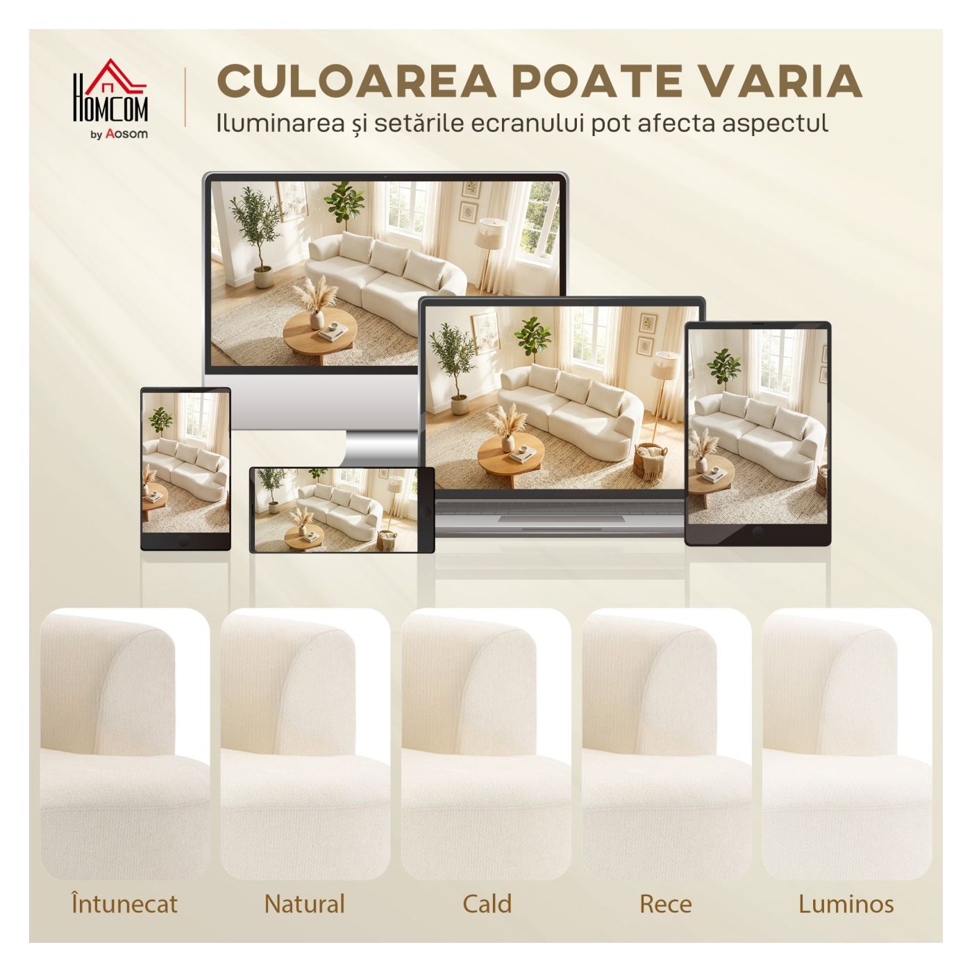 Canapea 3 Locuri, Canapea Modulară 260 cm Fără Structură cu Șezut Generos, Pernă Groasă și 3 Perne, Sofa Comprimată Modernă din - 8