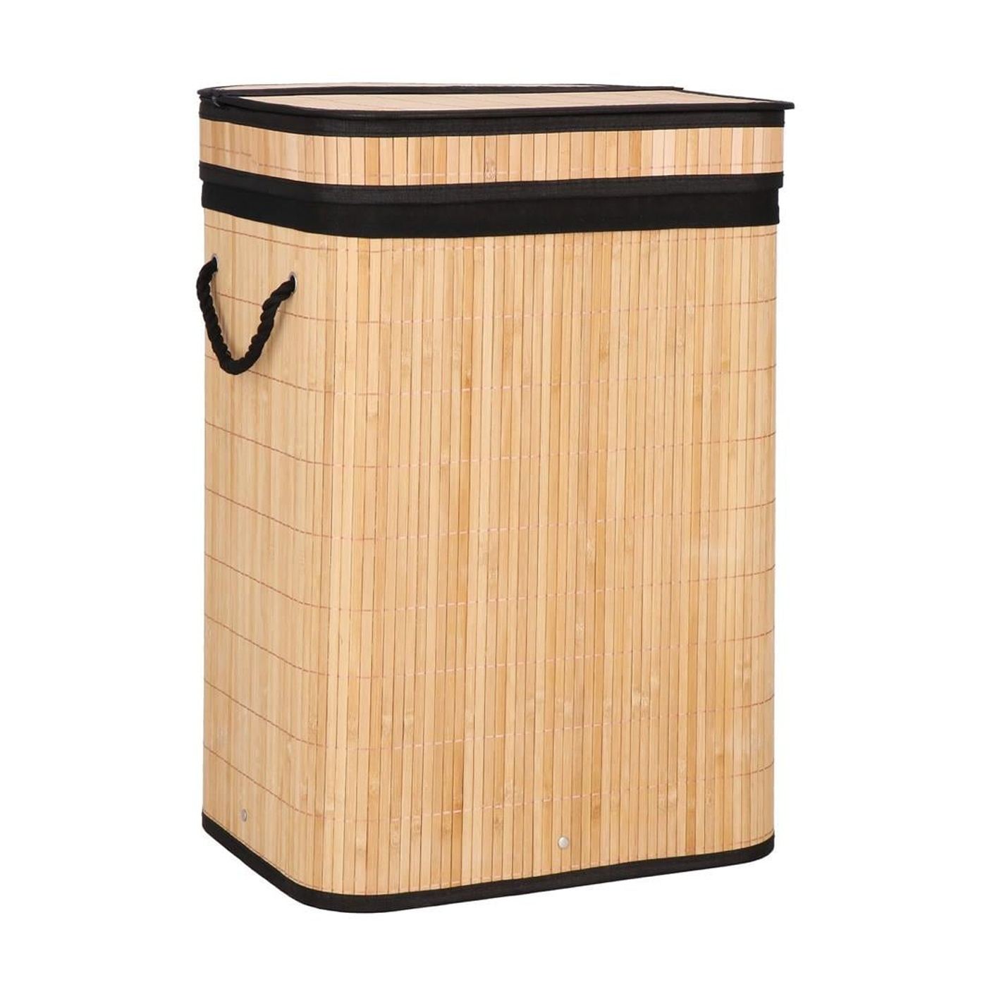 Cos rufe bambus capac sac detasabil 72 litri, 42x33x60 cm, design natural, maro - 8