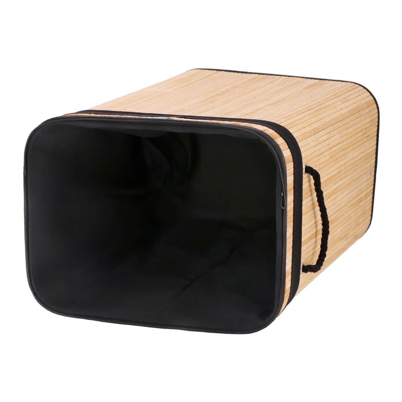 Cos rufe bambus capac sac detasabil 72 litri, 42x33x60 cm, design natural, maro - 13