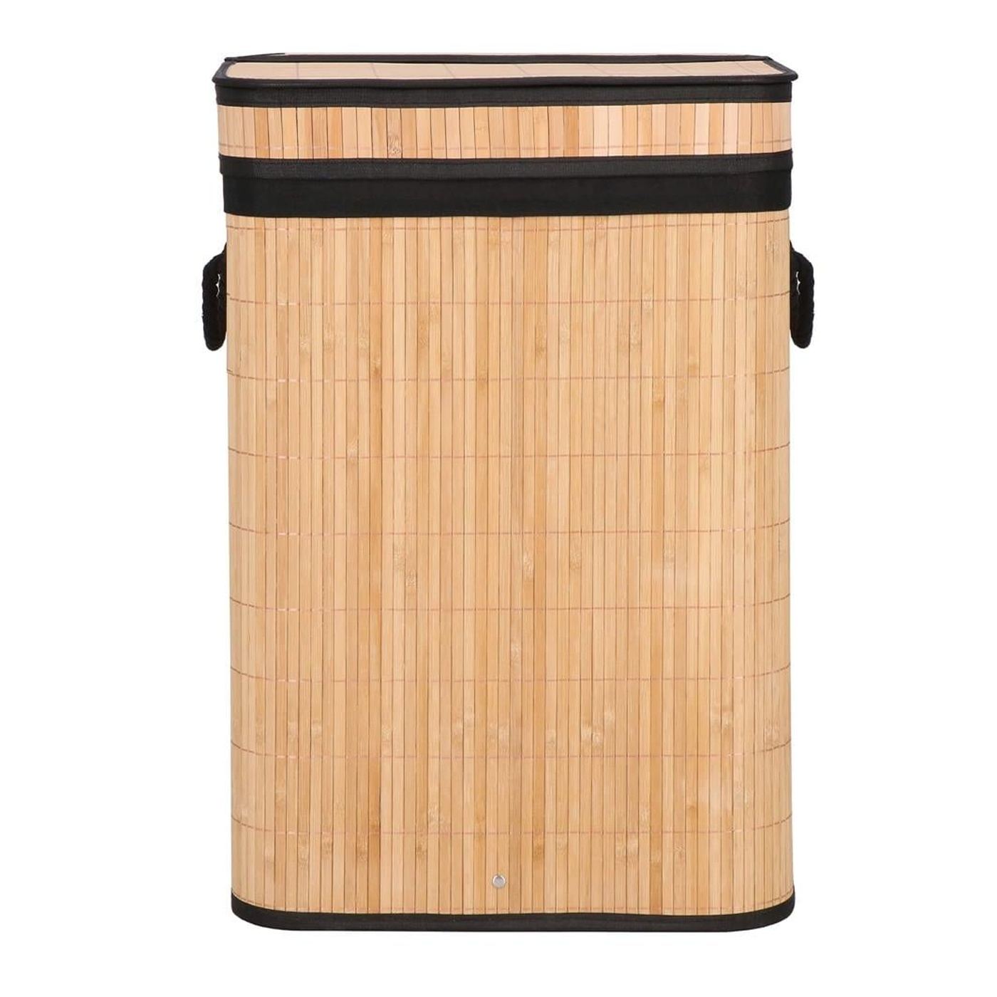 Cos rufe bambus capac sac detasabil 72 litri, 42x33x60 cm, design natural, maro - 17