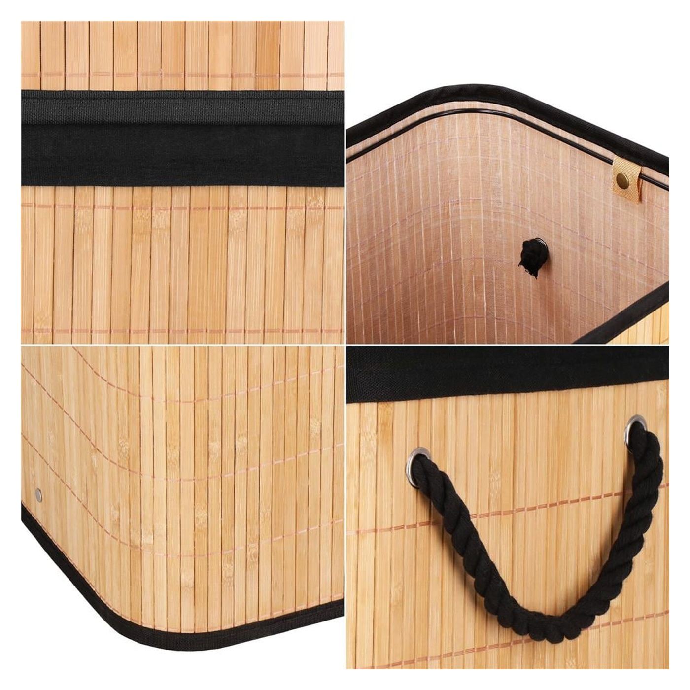 Cos rufe bambus capac sac detasabil 72 litri, 42x33x60 cm, design natural, maro - 21