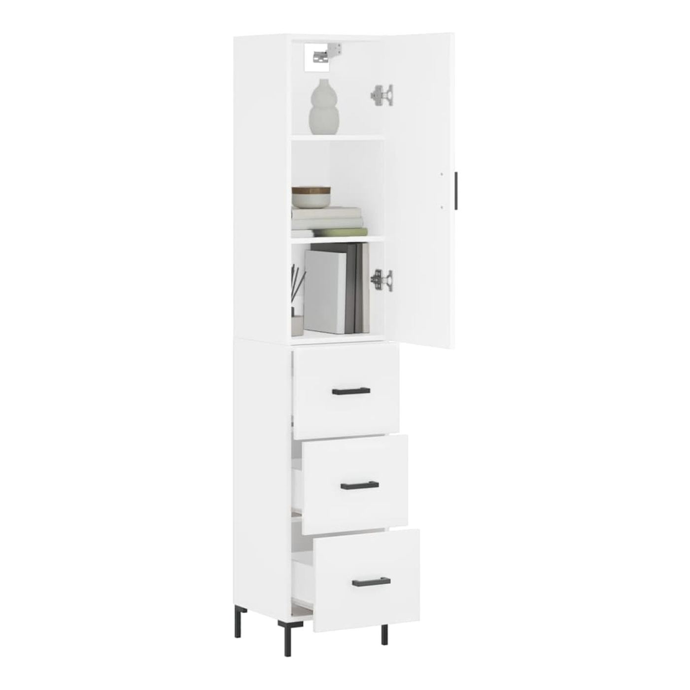 Visoki ormar, bijeli, 34,5x34x180 cm, konstruirano drvo - 3