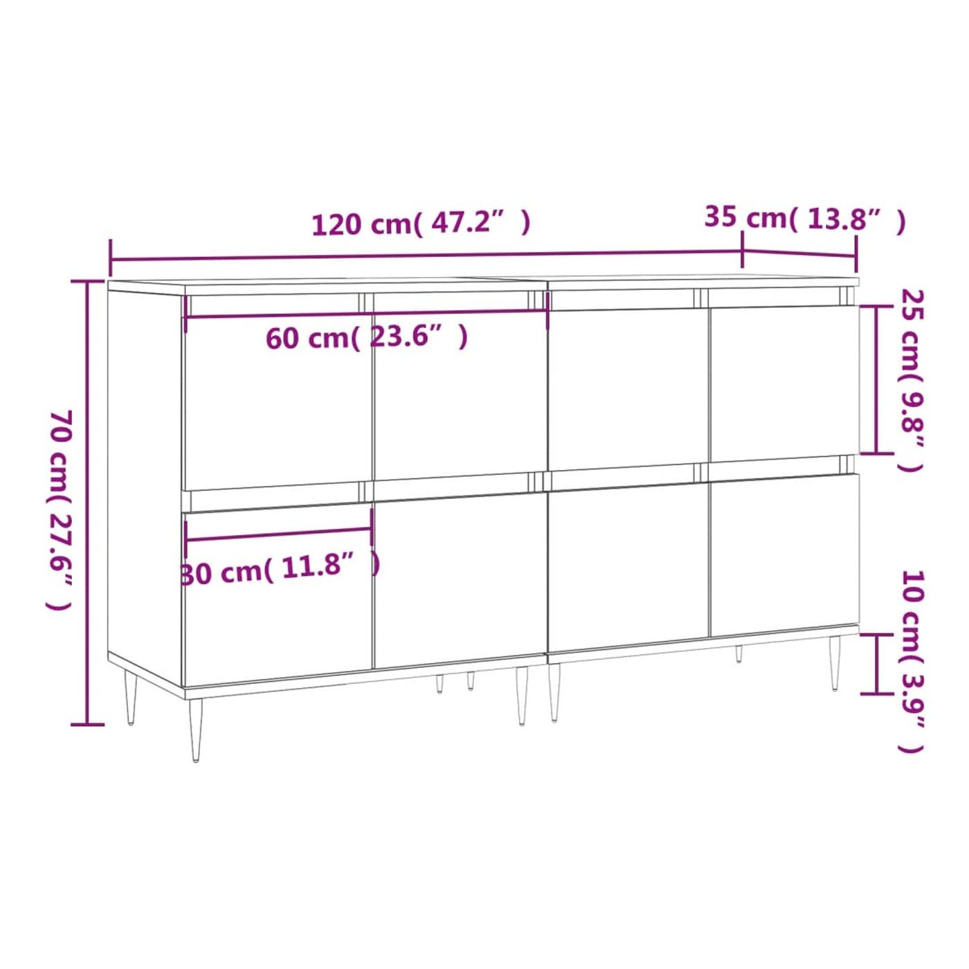 Komoda, 2 komada, betonsko siva, konstruirano drvo - 11