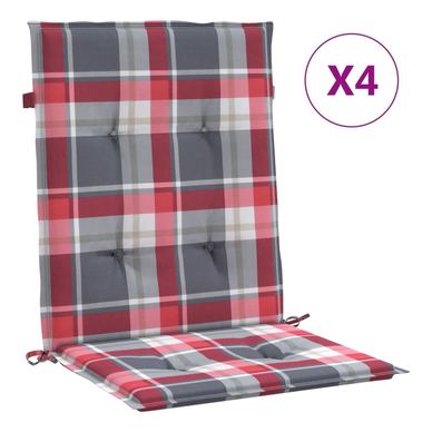 Jastuci za stolice 4 kom crveni karirani 100x50x3 cm od tkanine