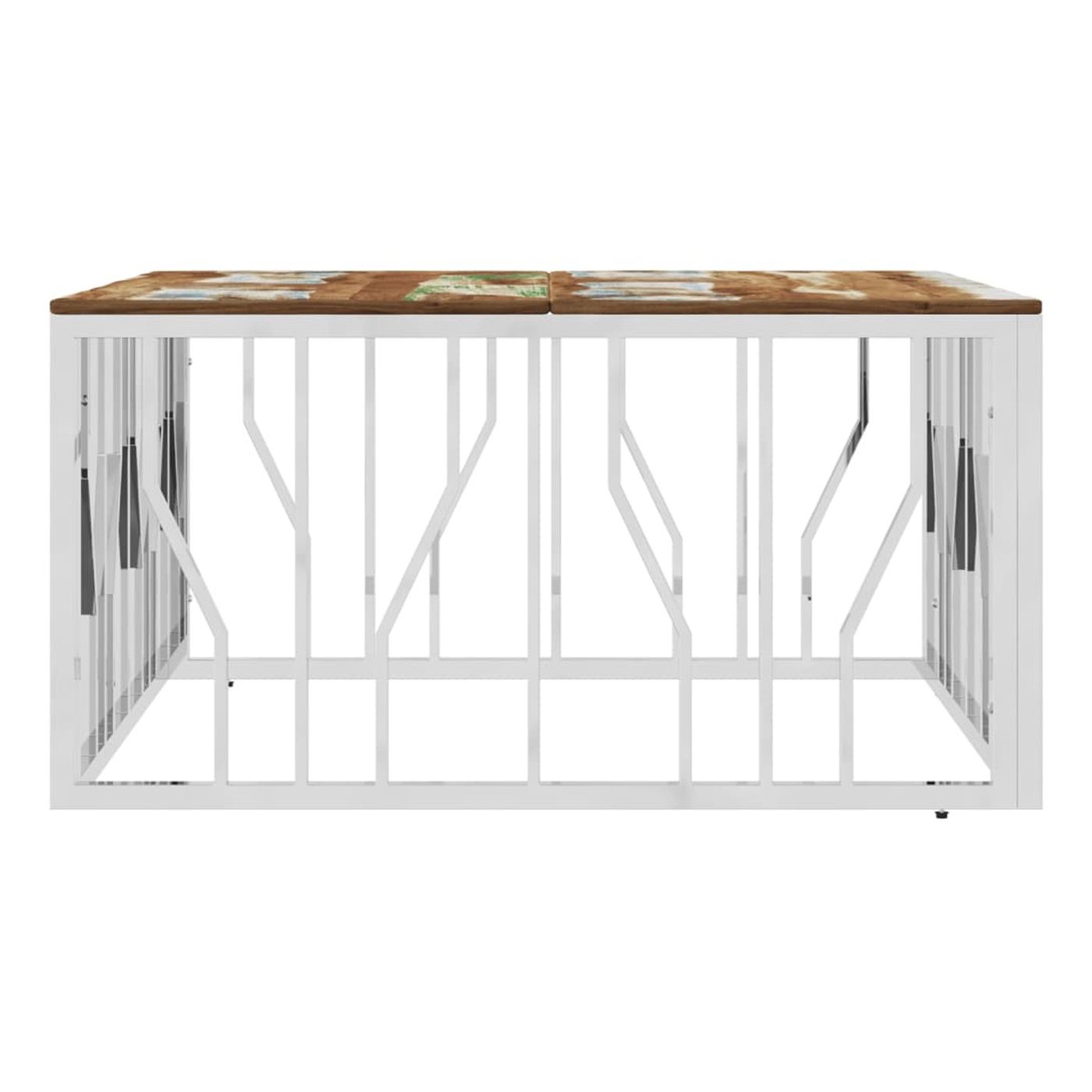 Stolić za kavu od recikliranog punog drva i nehrđajućeg čelika - 3