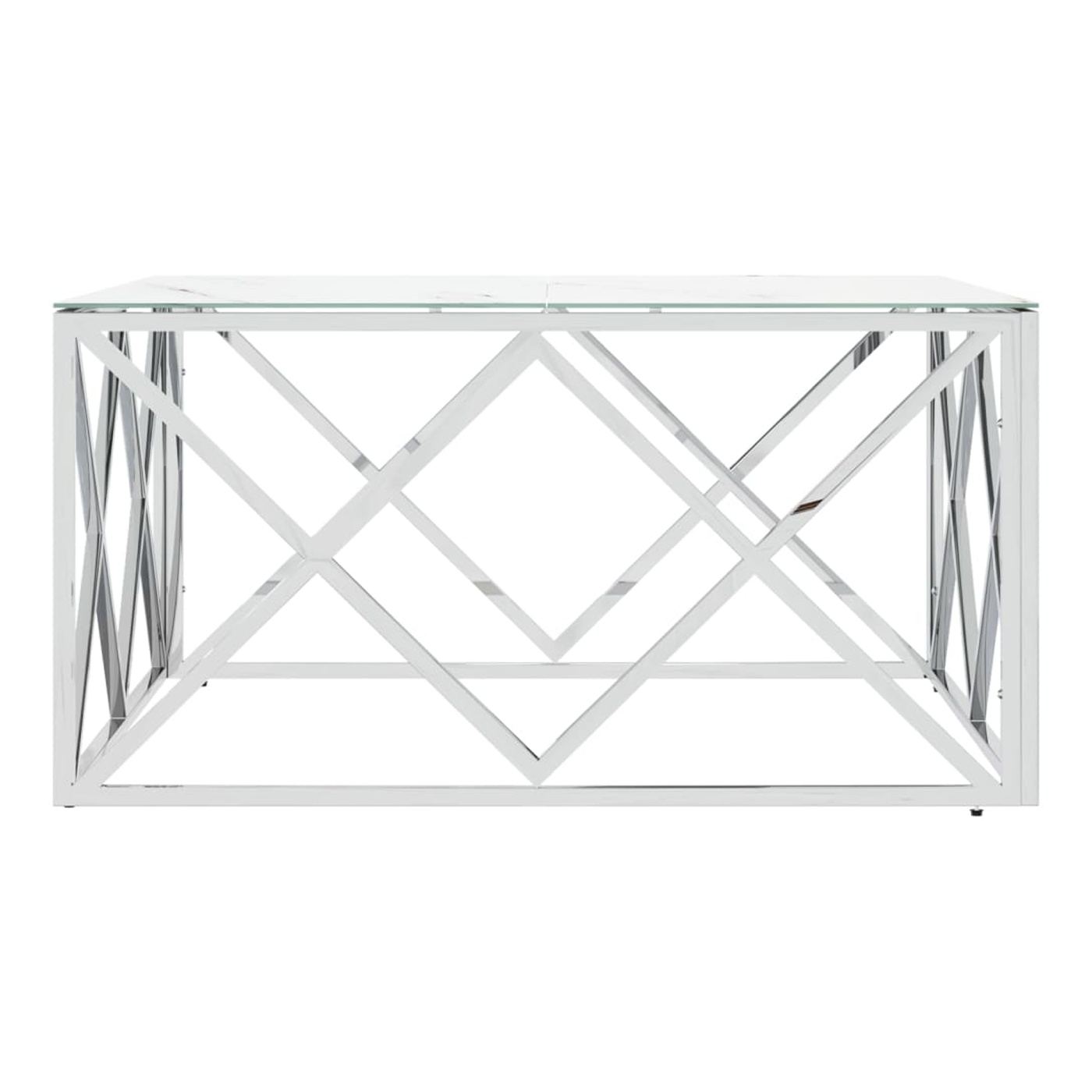 Stolić za kavu, srebrni, 80x80x40 cm, nehrđajući čelik i staklo - 4