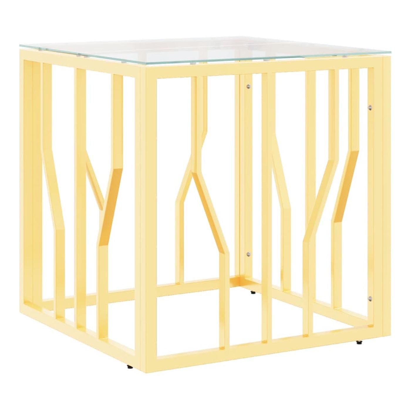 Stolić za kavu, zlatni, 50x50x50 cm, nehrđajući čelik i staklo - 2