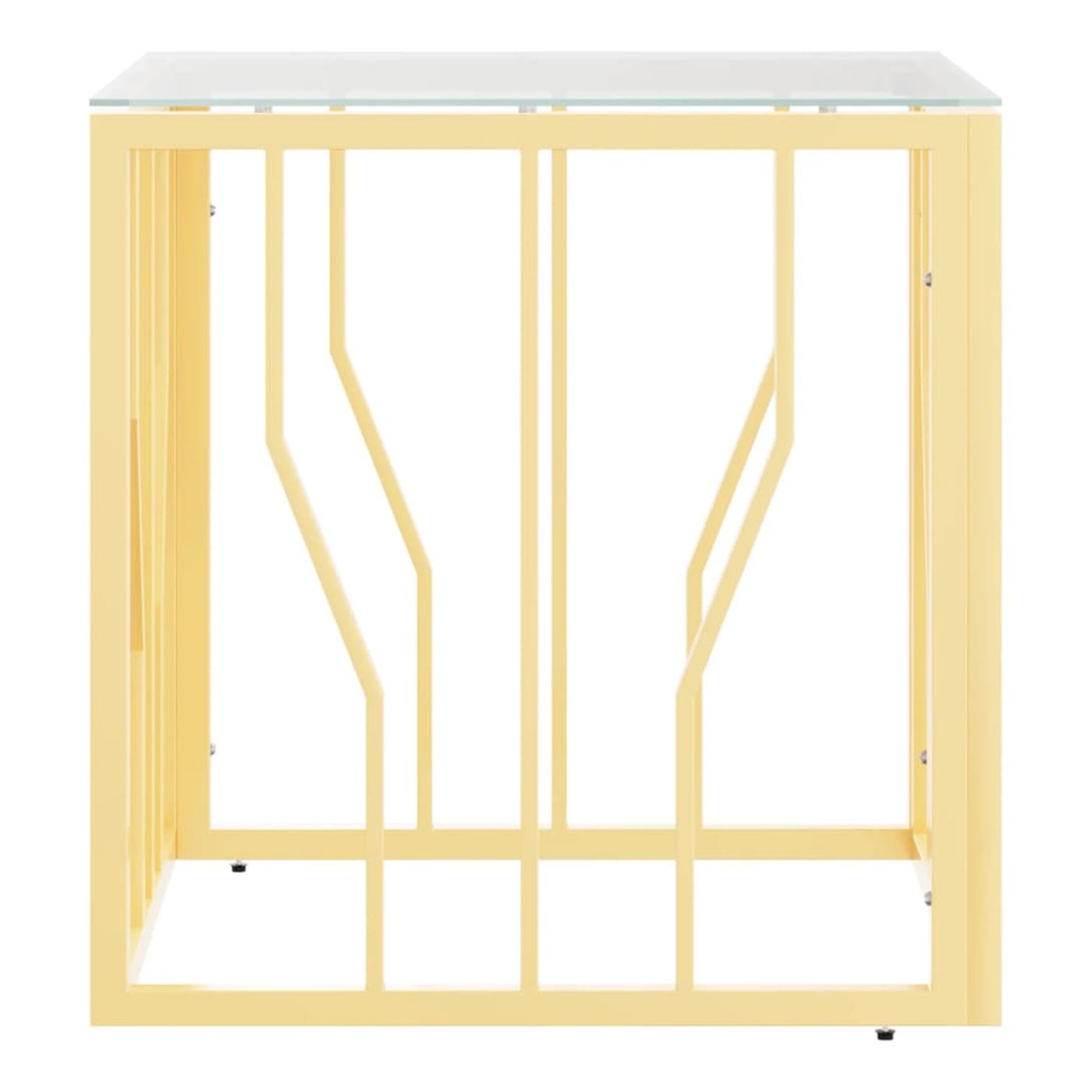 Stolić za kavu, zlatni, 50x50x50 cm, nehrđajući čelik i staklo - 3