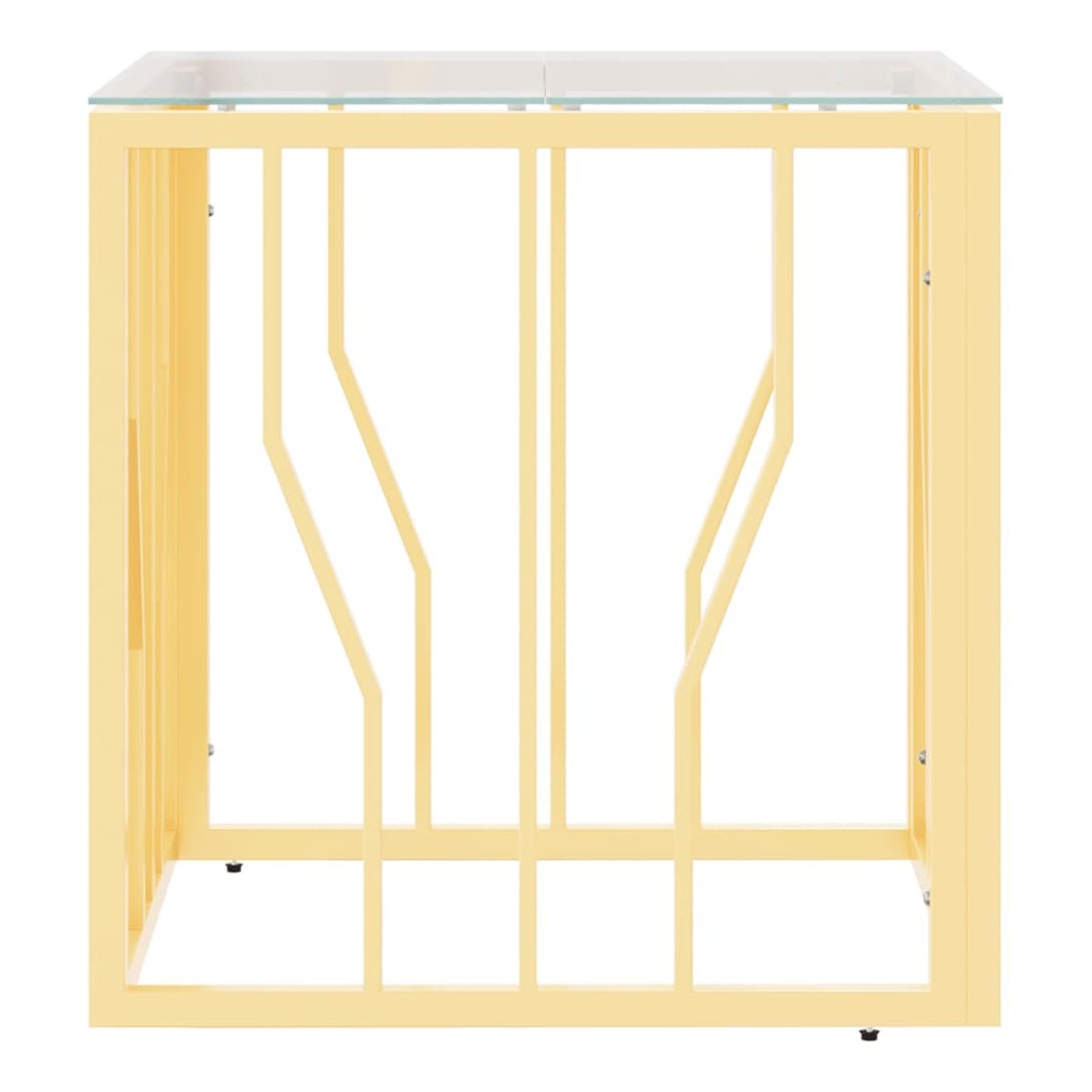 Stolić za kavu, zlatni, 50x50x50 cm, nehrđajući čelik i staklo - 4