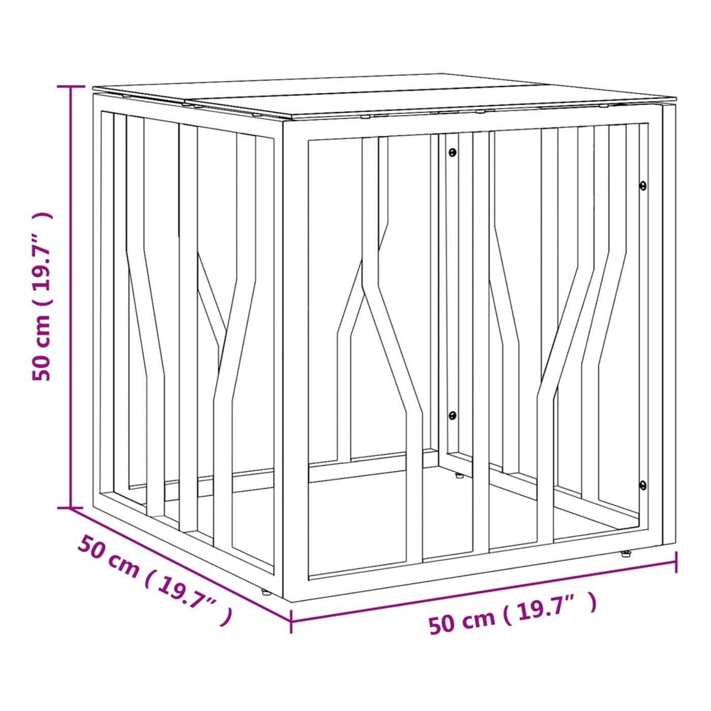 Stolić za kavu, zlatni, 50x50x50 cm, nehrđajući čelik i staklo - 6