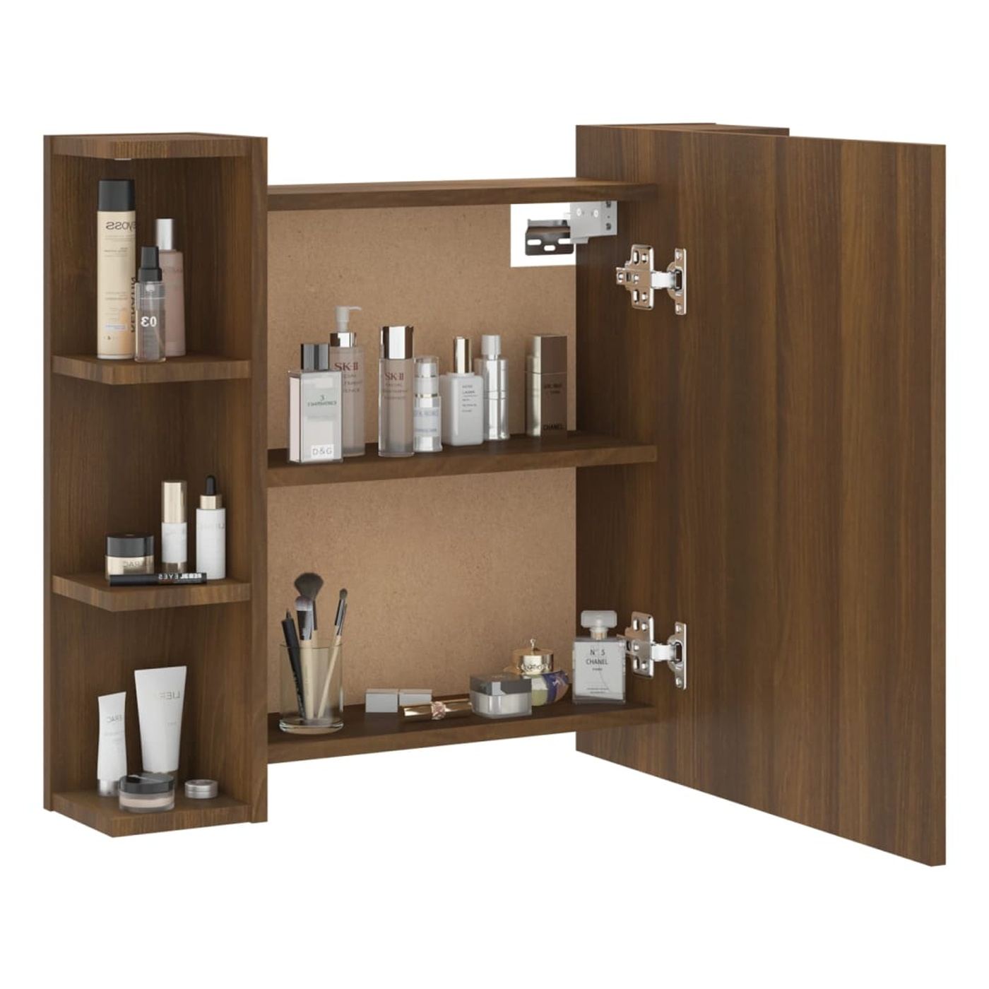 Skriňa so zrkadlom a LED, hnedý dub, 70x16,5x60 cm - 7