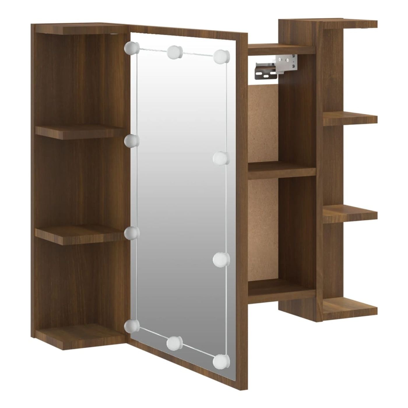 Skriňa so zrkadlom a LED, hnedý dub, 70x16,5x60 cm - 10
