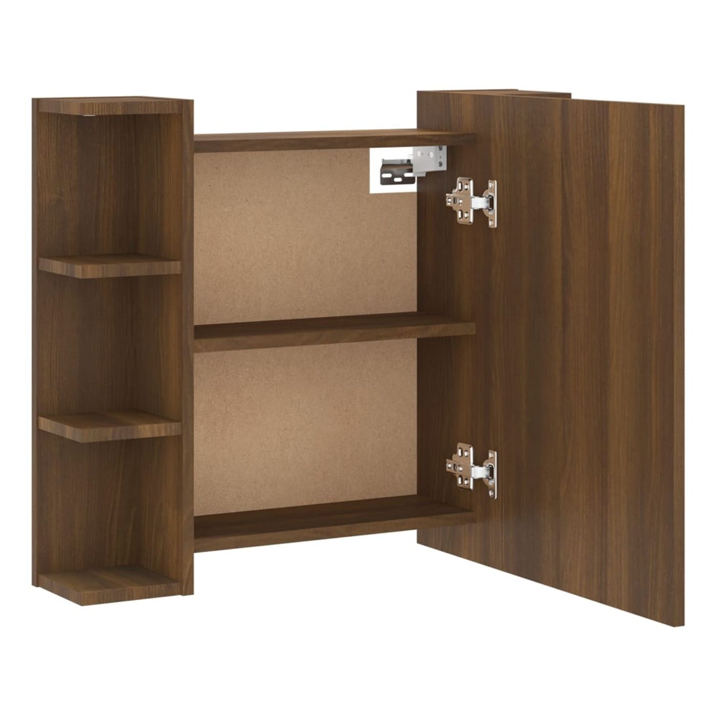 Skriňa so zrkadlom a LED, hnedý dub, 70x16,5x60 cm - 11