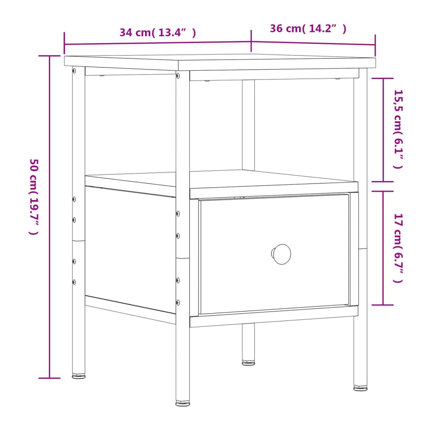 Noćni ormarići, 2 kom, sonoma siva, 34x36x50 cm, konstruirano drvo - 12