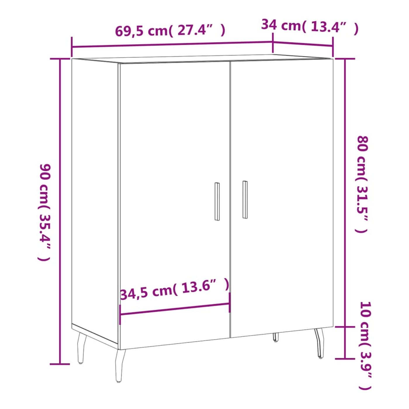 Ormarić, sonoma hrast, 69,5x34x90 cm, kompozitno drvo - 12
