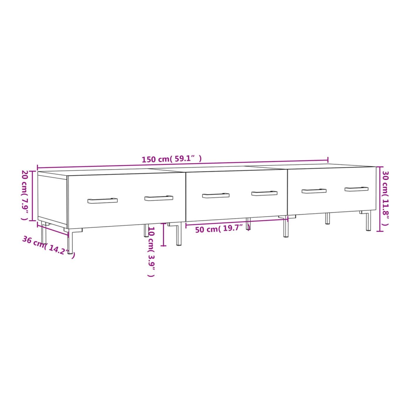 TV Ormarić, bijeli, 150x36x30 cm, Konstruirano drvo - 12