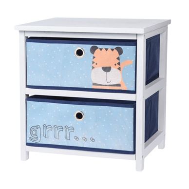 Otroška nočna omarica, model Tiger, z 2 predaloma, kolekcija H&S, MDF, 41x33,5x43 cm, modra