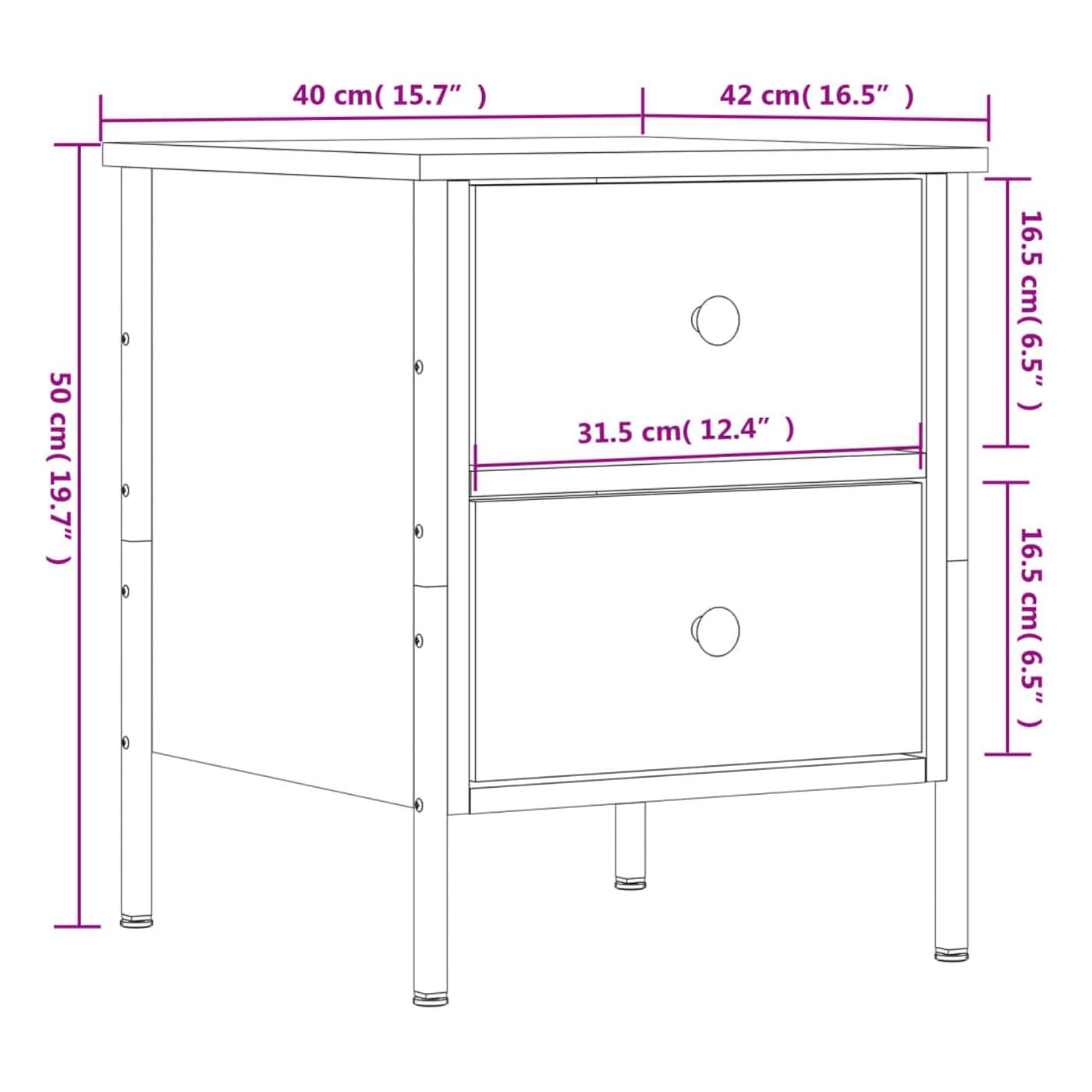 Noćni ormarići, 2 kom, crni, 40x42x50 cm, kompozitno drvo - 12