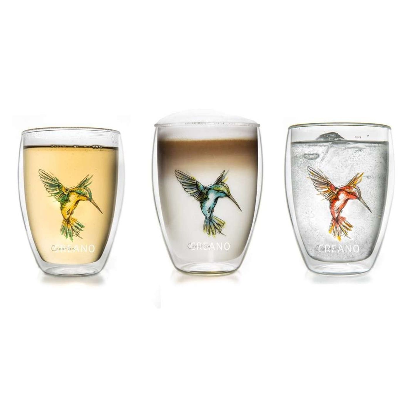 Set 6 pahare termice Creano Hummi, 250 ml, sticla borosilicata, perete ...