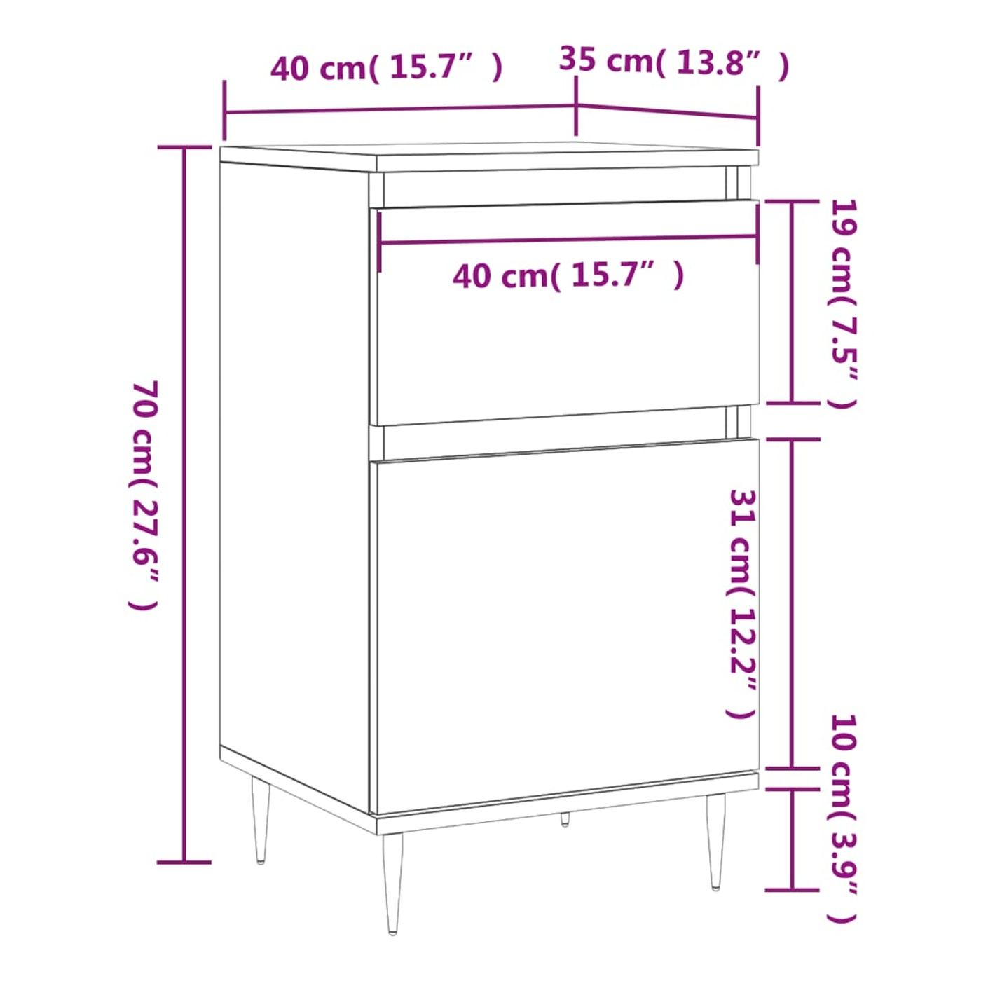 Ormarić za odlaganje, dimljeno hrastovo drvo, 40x35x70 cm, konstruirano drvo - 12