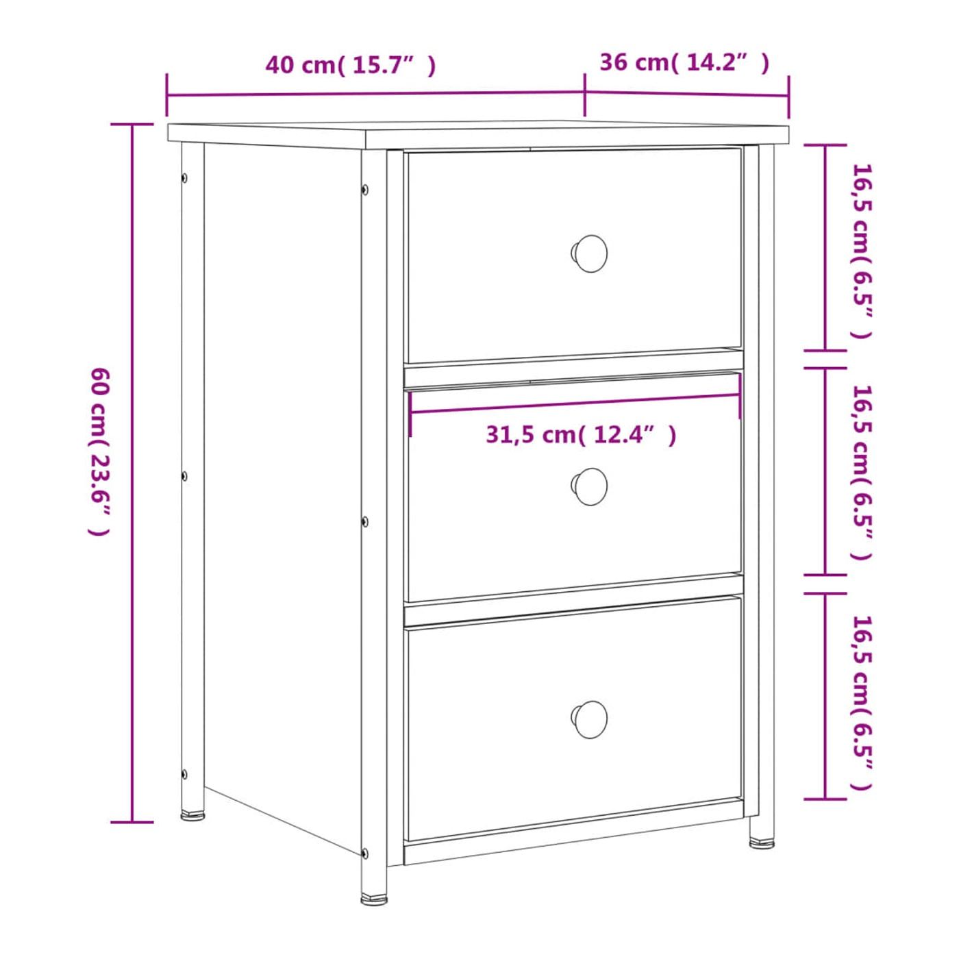 Noćni ormarići, 2 kom, crni, 40x36x60 cm, konstruirano drvo - 12