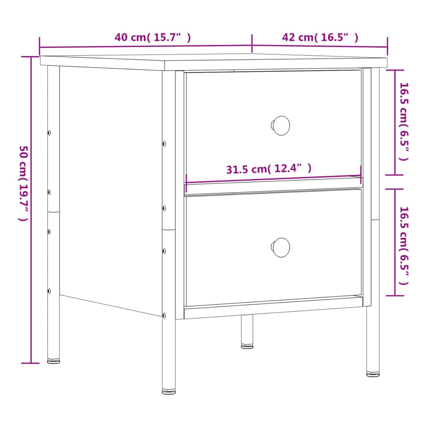 Noćni ormarići, 2 kom, dimljeni hrast, 40x42x50 cm, kompozitno drvo - 12