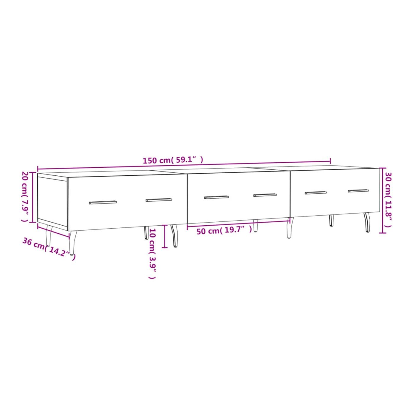 TV Ormarić, bijeli, 150x36x30 cm, konstruirano drvo - 12