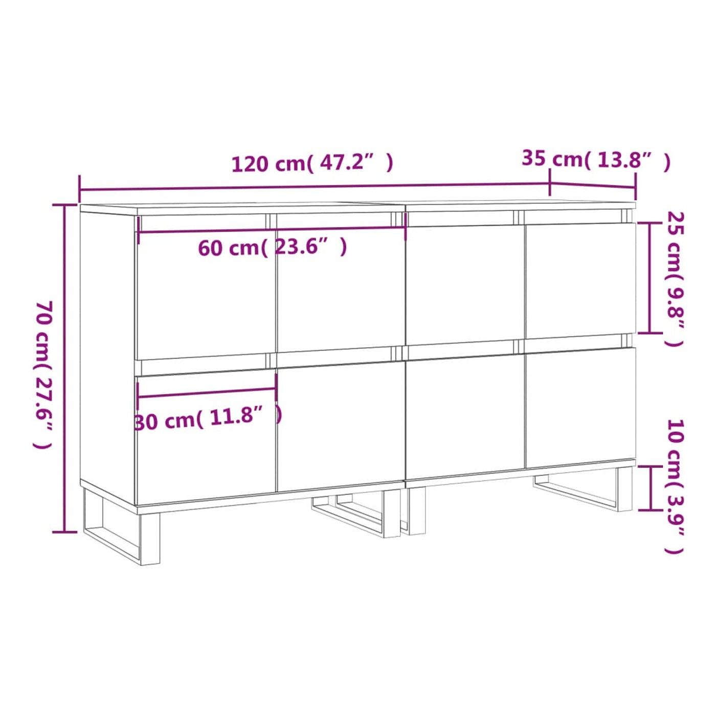 Komoda, 2 komada, bijela, konstruirano drvo - 11