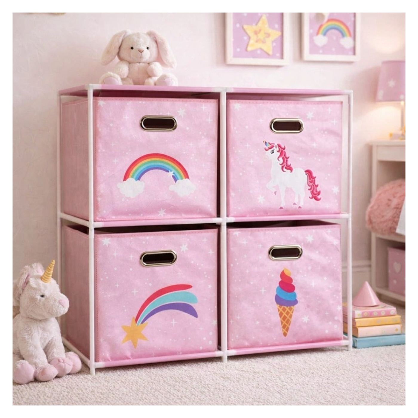 Dulap modular 2 rafturi și 4 cutii depozitare Unicorn - 2