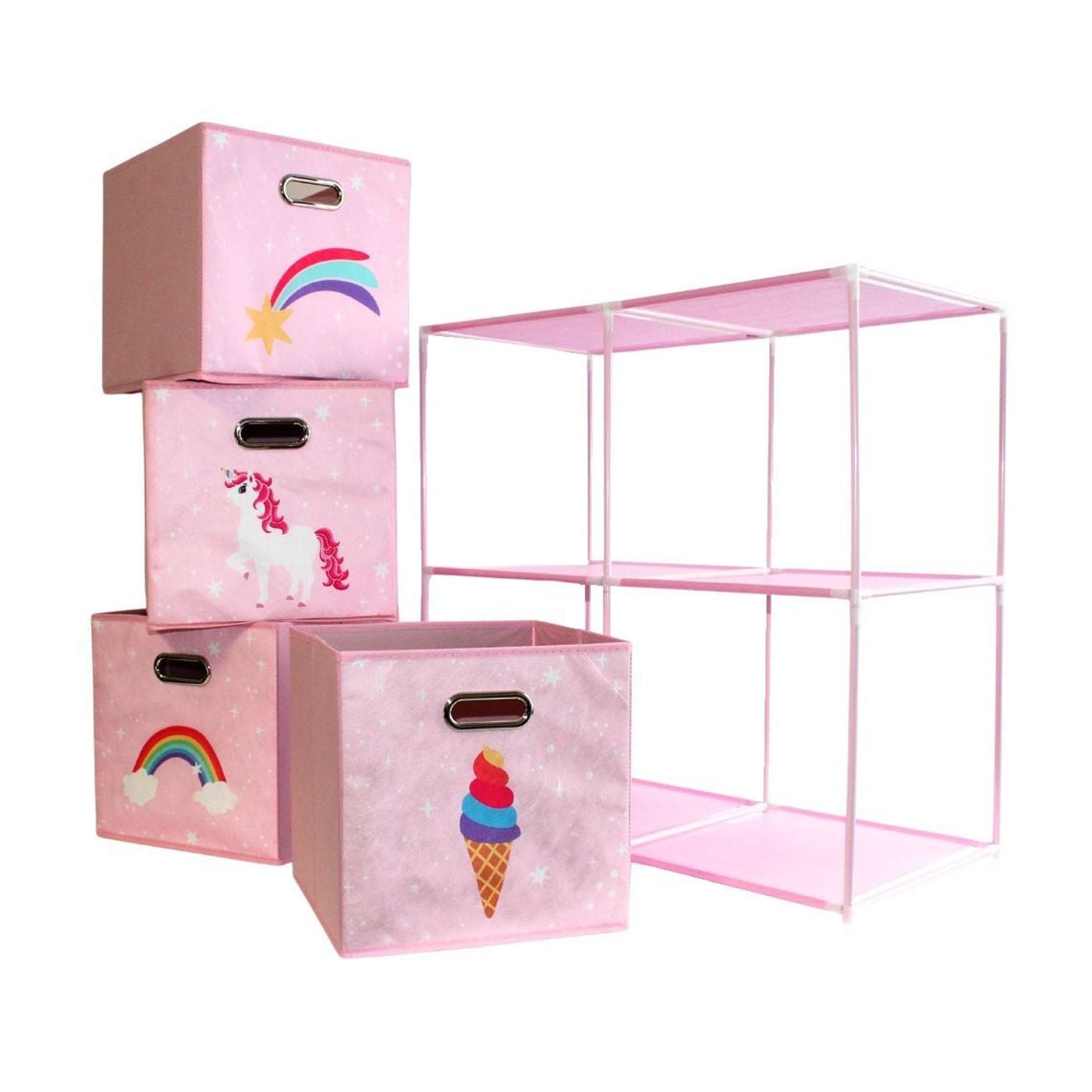 Dulap modular 2 rafturi și 4 cutii depozitare Unicorn - 3