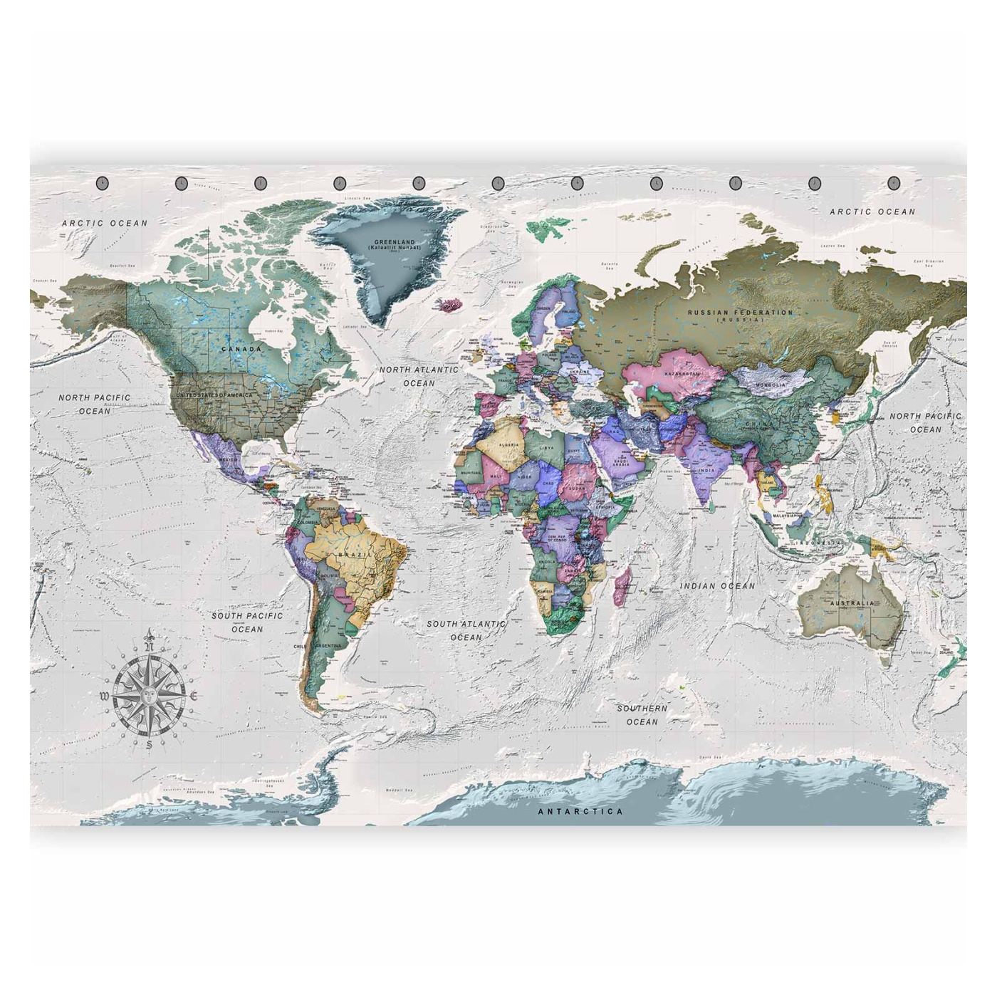 Fototapet Rezistent la apă - Geography study - world map with signed ...
