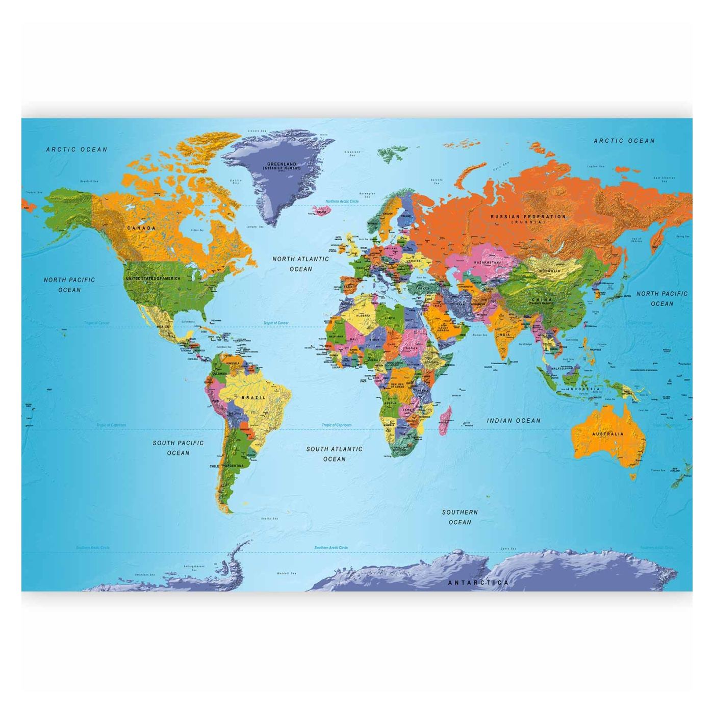 Водоустойчив фототапет - World Map: Colourful Geography - - 150 x 105 ...