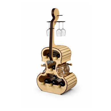 Suport sticle vin sub forma de vioara Wood Rustic Art