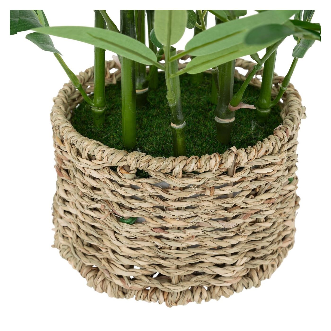 Planta artificiala bambus cu ghiveci natural, fara intretinere, ideala  birou sau raft, 32x32x46 cm, verde - Vivre