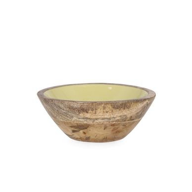 Thara Mango Wood & Enamel Bowl Yellow Ø18x6.5h