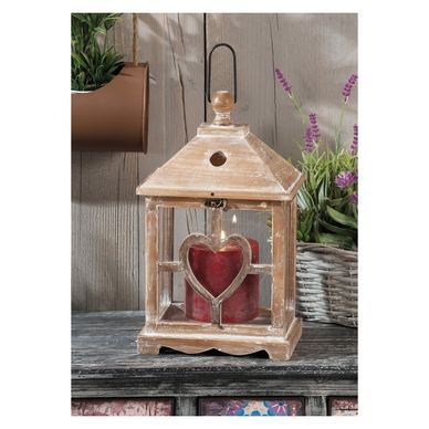 Patinirana smeđa drvena i metalna lanterna 20 x 14 x 34 cm