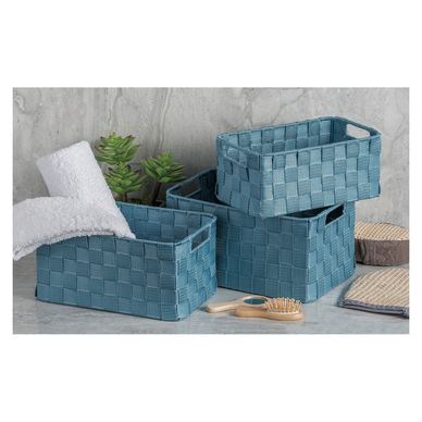 Set od 3 plave platnene košare za pohranu
