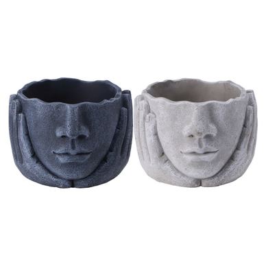 Set od 2 cementno sive tegle za cvijeće 17,5 x 17,5 x 12,5 cm