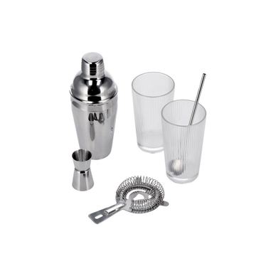 Set preparare cocktail, 6 piese, otel argintiu sticla, 550 ml