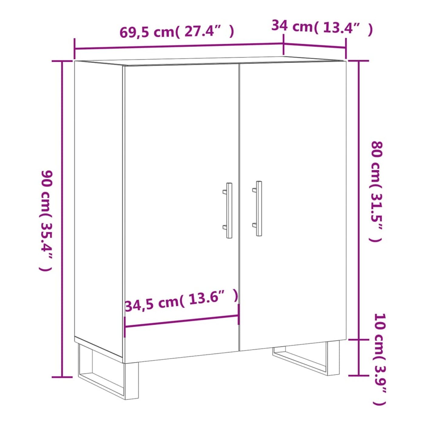 Komoda, hrast sonoma, 69,5x34x90 cm, kompozitno drvo - 12