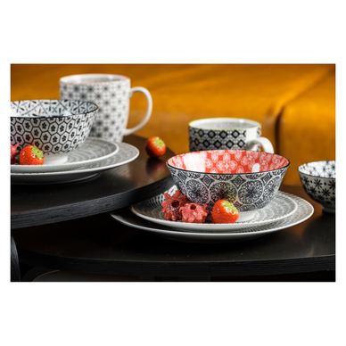 Perfect Contrast 10-delni komplet modernega jedilnega servisa iz porcelana za 2 osebi