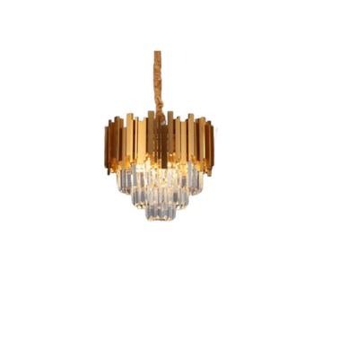 Candelabru RFAN, Model WL339/300, Textura Cristal, Metal, 3 x E27, Auriu