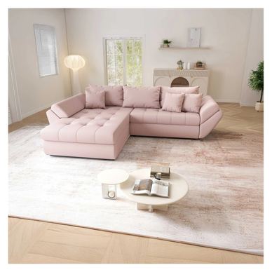 Colțar extensibil dumonde cu ladă de depozitare si sezut confortabil din spuma high-density, Loana Enjoy Flamingo 270x185 cm