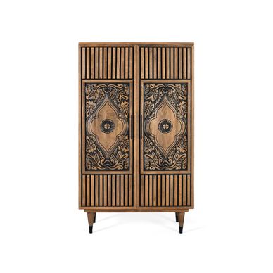 Sideboard înalt din lemn de mango cu detalii pictate manual