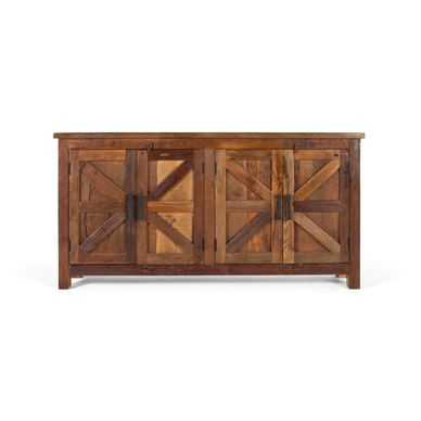 Bufet rustic cu patru uși, realizat manual din lemn reciclat