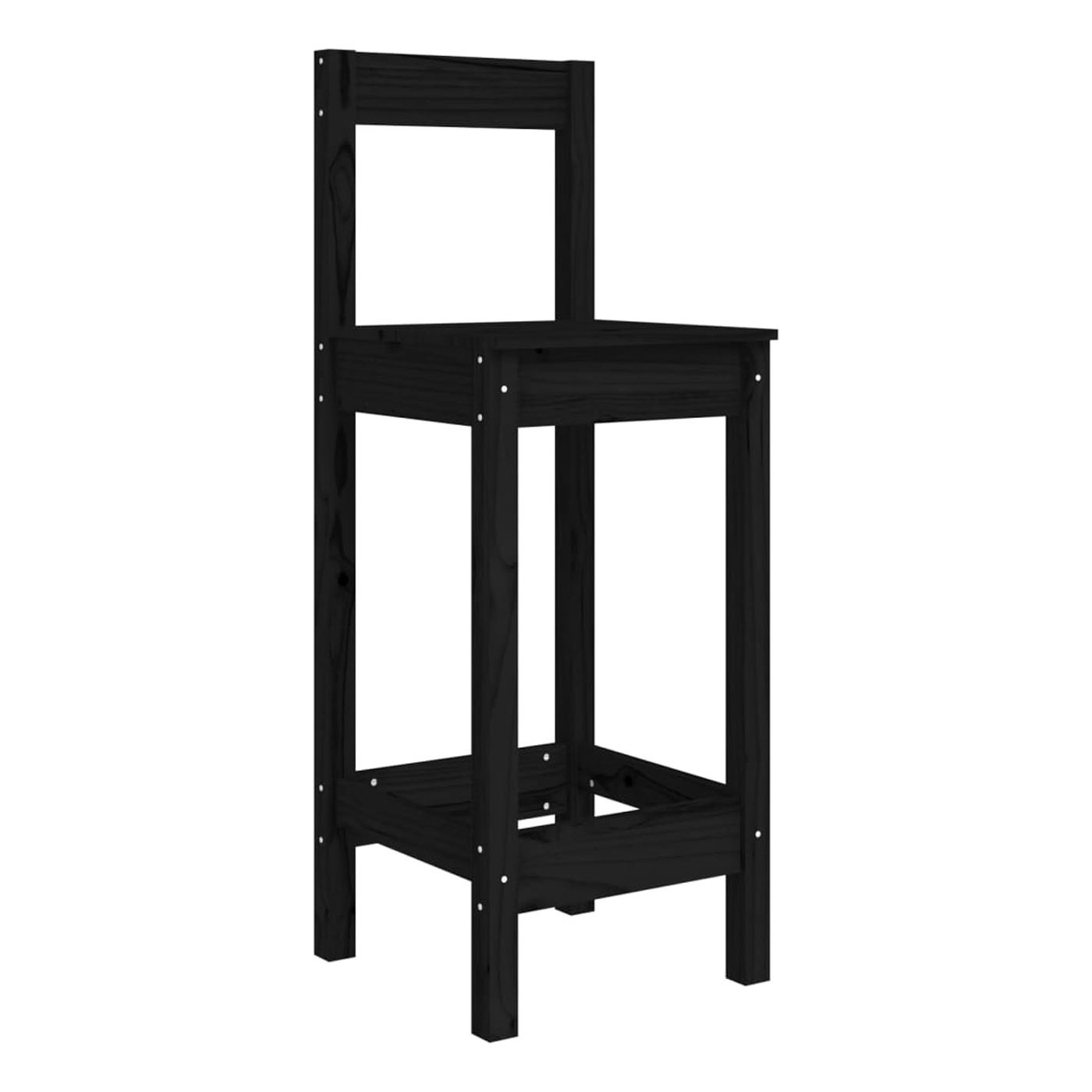 Scaune de bar, 2 buc., negru, 40x41,5x112 cm, lemn masiv pin - 2